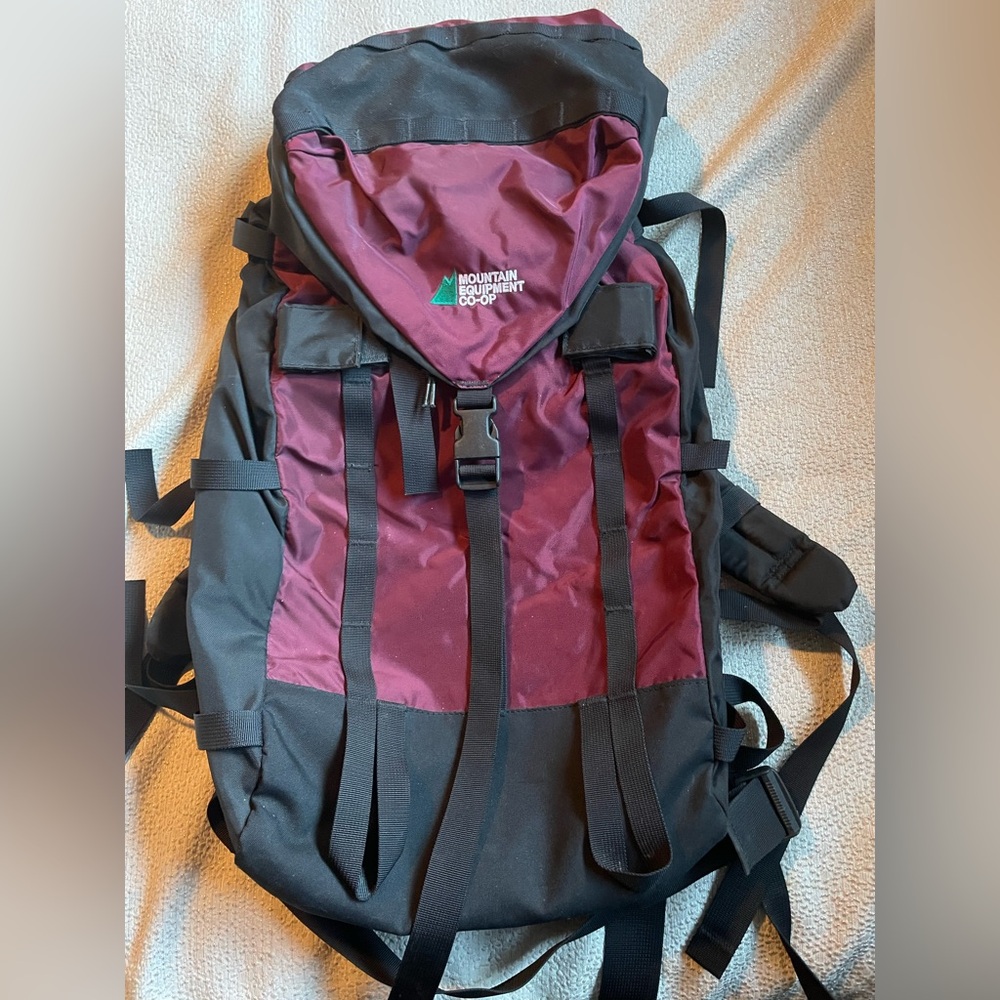 MEC Black and Burgundy Backpack